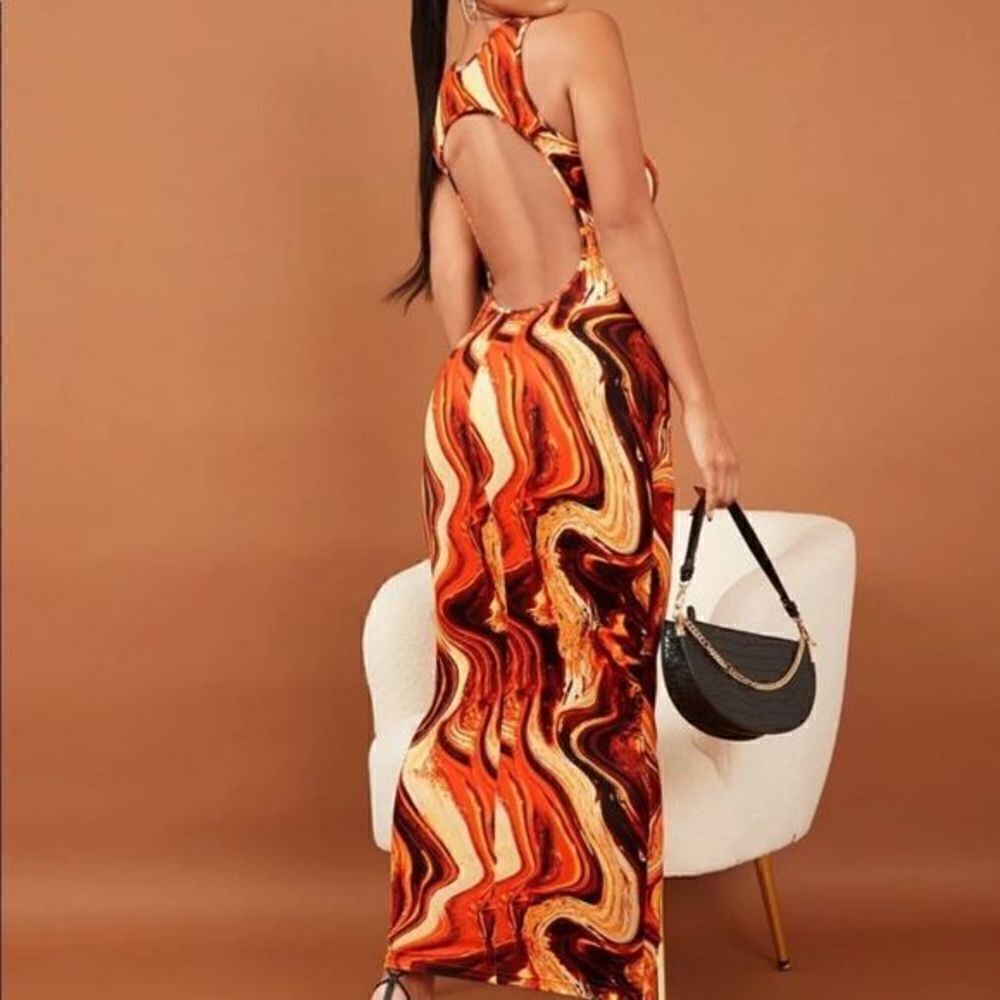 Random Marble Print Cut Out Back Bodycon Dress- NWOT